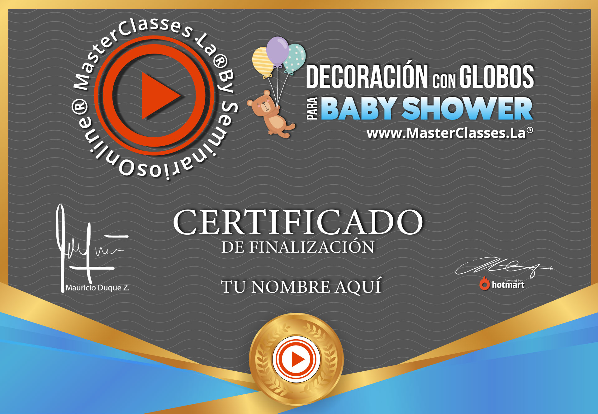 Certificado Globos Baby Shower